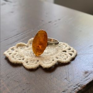 Amber and Sterling Ring